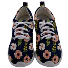 Flower White Grey Pattern Floral Mens Athletic Shoes by Dutashop