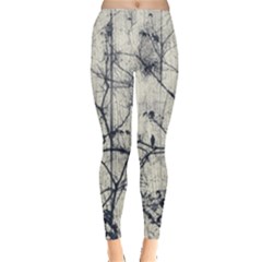 Black And White Botanical Motif Artwork 2 Leggings  by dflcprintsclothing