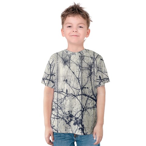 Black And White Botanical Motif Artwork 2 Kids  Cotton Tee by dflcprintsclothing