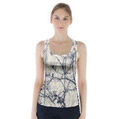 Black And White Botanical Motif Artwork 2 Racer Back Sports Top by dflcprintsclothing