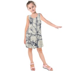 Black And White Botanical Motif Artwork 2 Kids  Sleeveless Dress