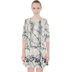 Black And White Botanical Motif Artwork 2 Pocket Dress