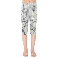 Black And White Botanical Motif Artwork 2 Kids  Capri Leggings  by dflcprintsclothing