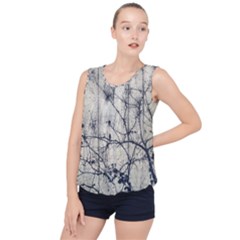 Black And White Botanical Motif Artwork 2 Bubble Hem Chiffon Tank Top by dflcprintsclothing