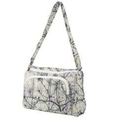 Black And White Botanical Motif Artwork 2 Front Pocket Crossbody Bag