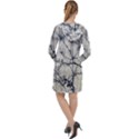 Black And White Botanical Motif Artwork 2 Long Sleeve Hoodie Dress View2