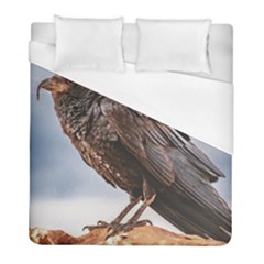 Black Crow Standing At Rock Duvet Cover (full/ Double Size) by dflcprintsclothing