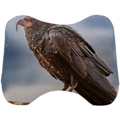 Black Crow Standing At Rock Head Support Cushion by dflcprintsclothing