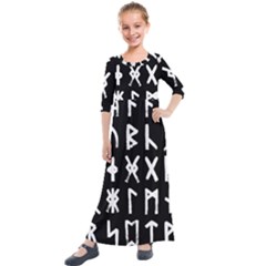 The Anglo Saxon Futhorc Collected Inverted Kids  Quarter Sleeve Maxi Dress by WetdryvacsLair