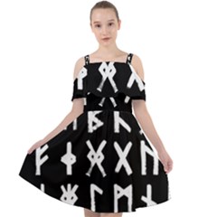 The Anglo Saxon Futhorc Collected Inverted Cut Out Shoulders Chiffon Dress by WetdryvacsLair