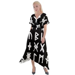 The Anglo Saxon Futhorc Collected Inverted Cross Front Sharkbite Hem Maxi Dress by WetdryvacsLair