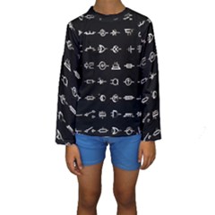 Electrical Symbols Callgraphy Short Run Inverted Kids  Long Sleeve Swimwear