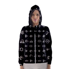 Electrical Symbols Callgraphy Short Run Inverted Women s Hooded Windbreaker