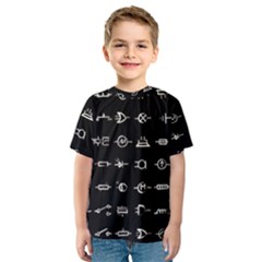 Electrical Symbols Callgraphy Short Run Inverted Kids  Sport Mesh Tee