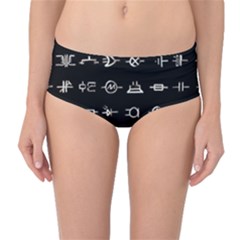 Electrical Symbols Callgraphy Short Run Inverted Mid-waist Bikini Bottoms