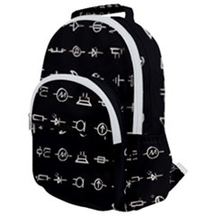 Electrical Symbols Callgraphy Short Run Inverted Rounded Multi Pocket Backpack by WetdryvacsLair