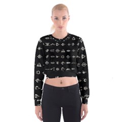 Electrical Symbols Callgraphy Short Run Inverted Cropped Sweatshirt by WetdryvacsLair