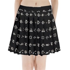 Electrical Symbols Callgraphy Short Run Inverted Pleated Mini Skirt