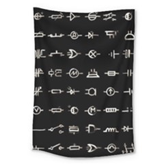 Electrical Symbols Callgraphy Short Run Inverted Large Tapestry