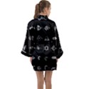 Electrical Symbols Callgraphy Short Run Inverted Long Sleeve Satin Kimono View2