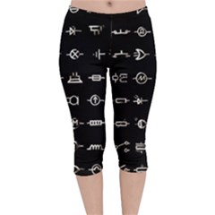 Electrical Symbols Callgraphy Short Run Inverted Velvet Capri Leggings  by WetdryvacsLair