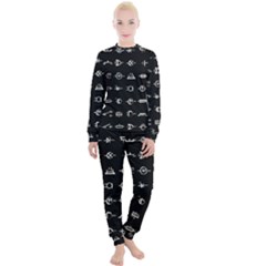 Electrical Symbols Callgraphy Short Run Inverted Women s Lounge Set