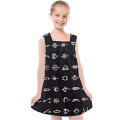 Electrical Symbols Callgraphy Short Run Inverted Kids  Cross Back Dress by WetdryvacsLair