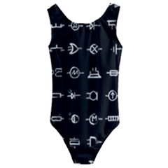 Electrical Symbols Callgraphy Short Run Inverted Kids  Cut-Out Back One Piece Swimsuit