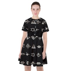 Electrical Symbols Callgraphy Short Run Inverted Sailor Dress