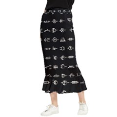 Electrical Symbols Callgraphy Short Run Inverted Maxi Fishtail Chiffon Skirt