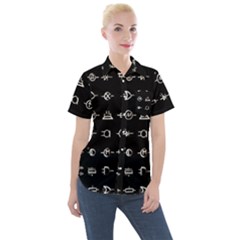 Electrical Symbols Callgraphy Short Run Inverted Women s Short Sleeve Pocket Shirt