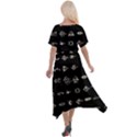 Electrical Symbols Callgraphy Short Run Inverted Cross Front Sharkbite Hem Maxi Dress View2