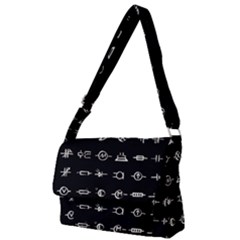 Electrical Symbols Callgraphy Short Run Inverted Full Print Messenger Bag (L)