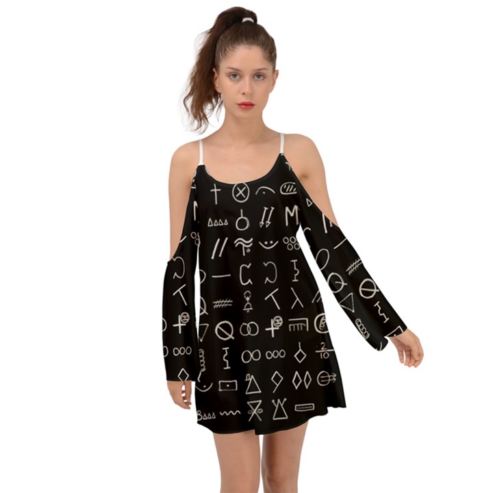 Hobo Signs Collected Inverted Kimono Sleeves Boho Dress