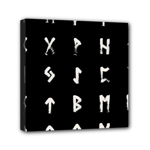 Elder Futhark Rune Set Collected Inverted Mini Canvas 6  X 6  (stretched) by WetdryvacsLair