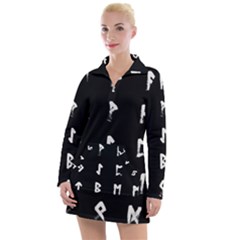 Elder Futhark Rune Set Collected Inverted Women s Long Sleeve Casual Dress