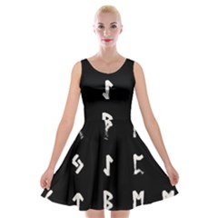 Elder Futhark Rune Set Collected Inverted Velvet Skater Dress by WetdryvacsLair