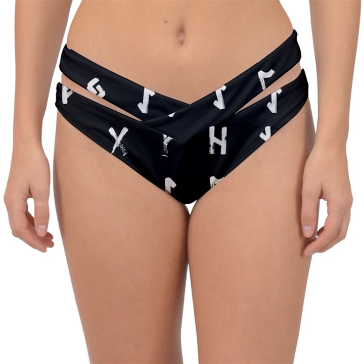 Elder Futhark Rune Set Collected Inverted Double Strap Halter Bikini Bottom