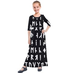 Complete Dalecarlian Rune Set Inverted Kids  Quarter Sleeve Maxi Dress by WetdryvacsLair