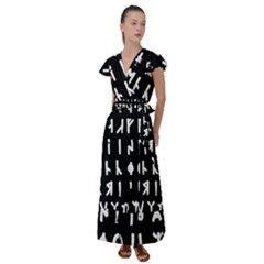 Complete Dalecarlian Rune Set Inverted Flutter Sleeve Maxi Dress by WetdryvacsLair