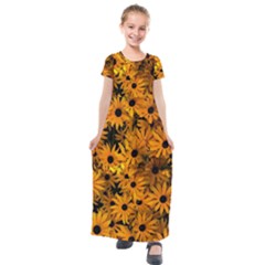 Rudbeckias  Kids  Short Sleeve Maxi Dress by Sobalvarro