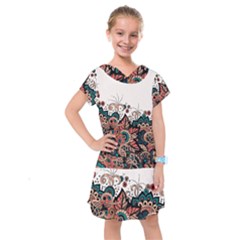 Orange Baatik Print Kids  Drop Waist Dress by designsbymallika