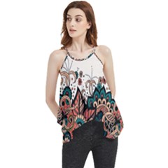 Orange Baatik Print Flowy Camisole Tank Top