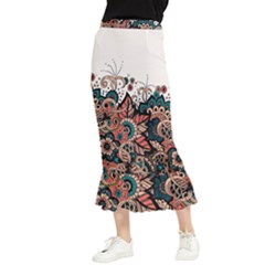 Orange Baatik Print Maxi Fishtail Chiffon Skirt