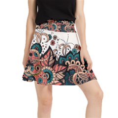 Orange Baatik Print Waistband Skirt