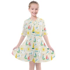 Ships Pattern Love Kids  All Frills Chiffon Dress by designsbymallika