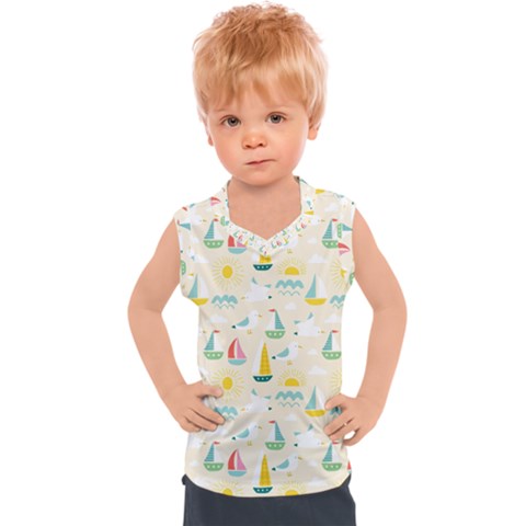 Ships Pattern Love Kids  Sport Tank Top by designsbymallika