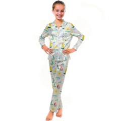 Ships Pattern Love Kid s Satin Long Sleeve Pajamas Set