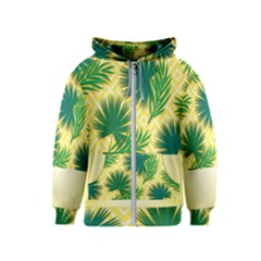 Yellow Tropical Pattern Kids  Zipper Hoodie by designsbymallika