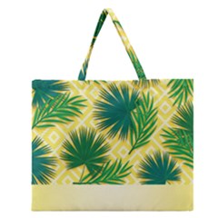 Yellow Tropical Pattern Zipper Large Tote Bag by designsbymallika